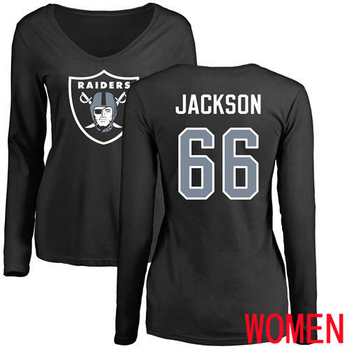 Oakland Raiders Olive Women Gabe Jackson Name and Number Logo NFL Football #66 Long Sleeve T Shirt->oakland raiders->NFL Jersey